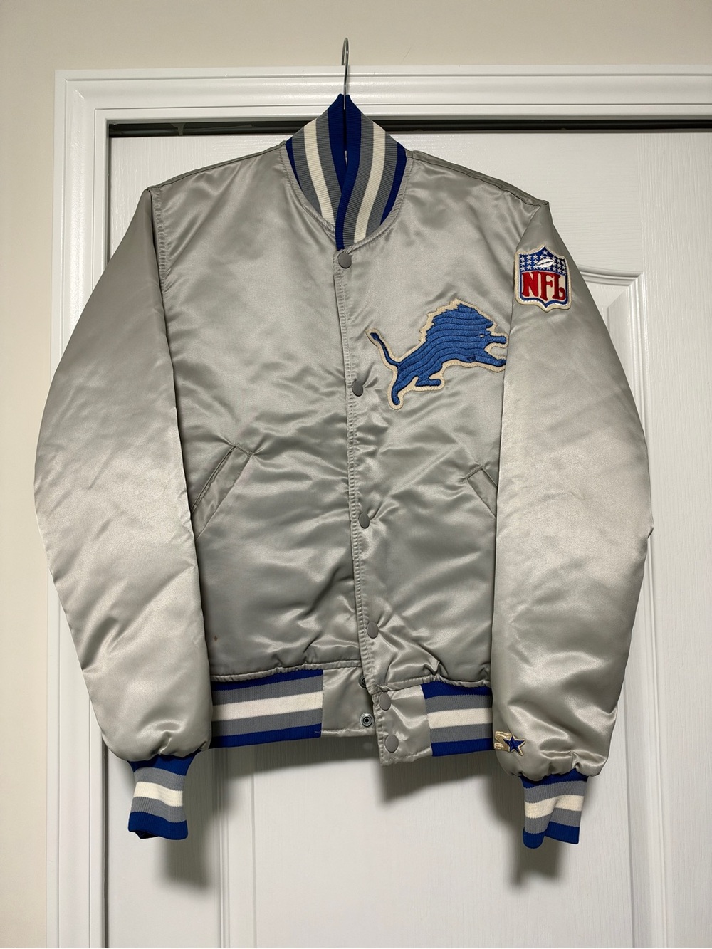Vintage 80s 90s NFL Starter Detroit Lions Satin Bomber Jacket Small